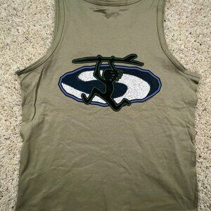 VTG Mendocino California Tank Top Green w Graphic Cotton Usa Medium Basicss ￼